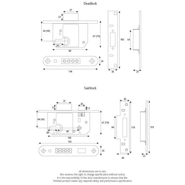 ERA 233-61A BS8621 Euro Mortice Deadlock Keyless Egress 64mm Polished Chrome