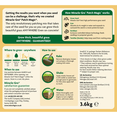 Miracle-Gro Patch Magic Grass Seed Feed & Coir 3.6kg
