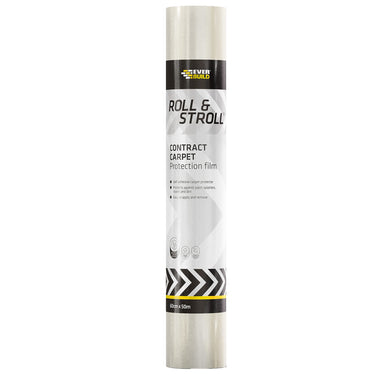 Everbuild Roll and Stroll Contract Carpet Protector, Self Adhesive Carpet Protector, Clear - 100m x 600mm
