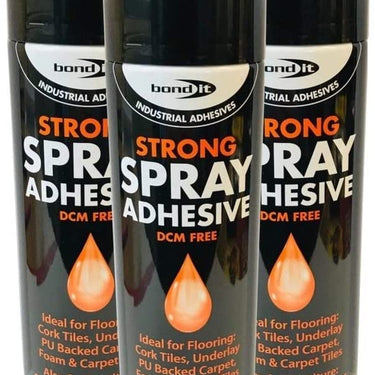 (3 Tins) 500ml Bond it spray Contact adhesive Super Strong carpet tiles underlay spray glue