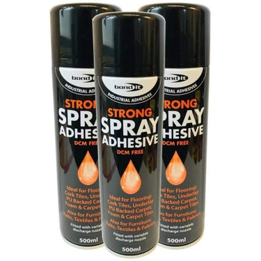 (3 Tins) 500ml Bond it spray Contact adhesive Super Strong carpet tiles underlay spray glue