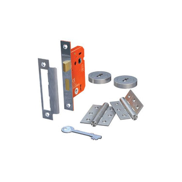 Polished Chrome Lock and Hinge Door Pack - 76mm