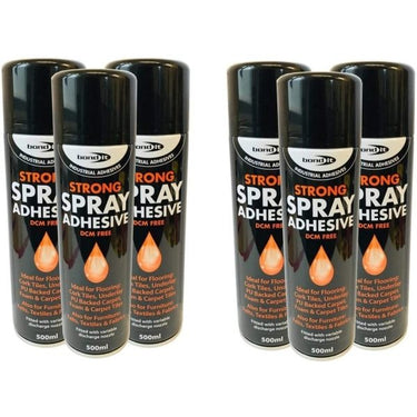 (6 Tins) 500ml Bond it spray Contact adhesive Super Strong carpet tiles underlay spray glue