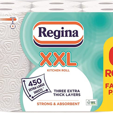Regina XXL Kitchen Roll, 6 Rolls, 450 Extra Large Sheets
