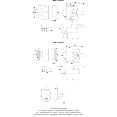 Era 1530-40-1 British Standard Keyless Egress Nightlatch Door Lock 40mm Satin Nickel