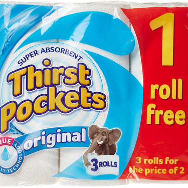 Thirst Pockets Kitchen Towel 3 for 2 Rolls (Pack of 8)
