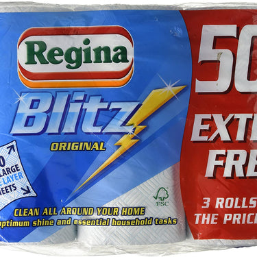 Regina Blitz Three Ply Kitchen Towel Roll (Pack of 2)
