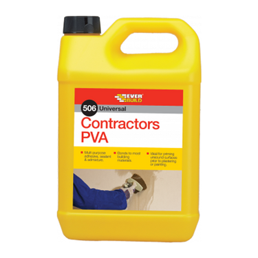 Everbuild 506 Contractors Pva Adhesive Primer Sealer Admixture Glue 5L Litre Diy