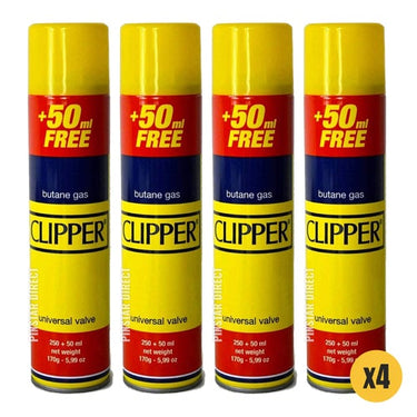 Clipper Butane Lighter Gas Refill 300ml (250+50ml Free) X 4