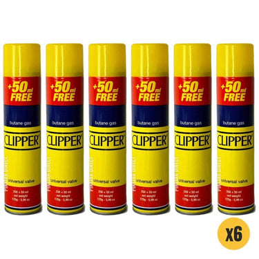 Clipper Butane Lighter Gas Refill 300ml (250+50ml Free) X 6