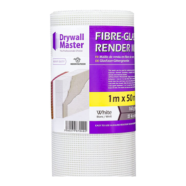 Drywall Master Fibreglass Render Mesh - 50 sqm - 160g/m2 - Coverage: 4x4mm