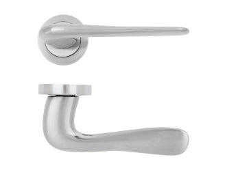 Tova Premium Handle, Lever on Round Rose In Satin Chrome