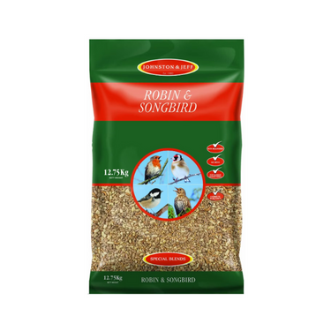 Johnston & Jeff Robin & Songbird No Mess Mix with Mealworms Sunflower Hearts - 12.75kg