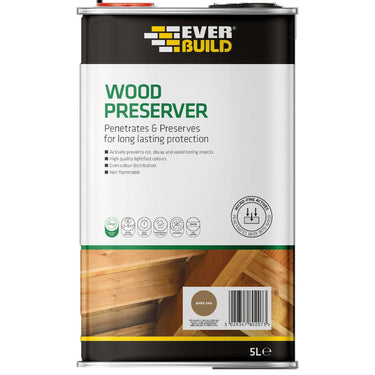 Everbuild Solvent Free, Quick Drying, Interior and Exterior Wood Preserver 1L-Clear