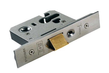 Eurospec Easi-T Euro Profile Cylinder Night Latch Case (3 Inch), Satin Stainless Steel
