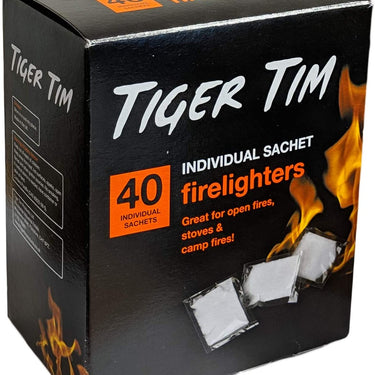 Tiger Tim Firelighters Mess-Free Safe Odourless Instant Fire Starter for Wood Burners Barbecues Stoves Grills Campfires