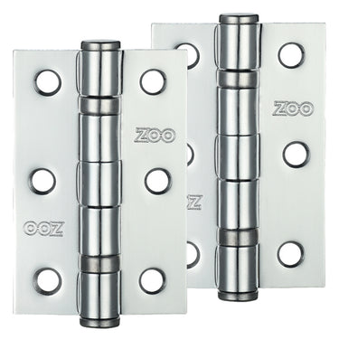 3 Inch Steel Ball Bearing Door Hinges, Polished Chrome (sold in pairs)