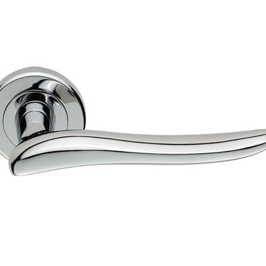 Serozzetta Marissa Door Handles On Round Rose, Polished Chrome (sold in pairs)