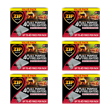 Zip Firelighters 40 Cubes - Pack of 6
