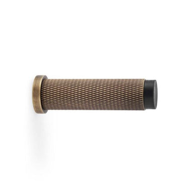 Alexander And Wilks Brunel Diamond Knurled 75mm Cylinder Doorstop Ant Brass AW600-75-AB