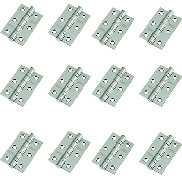 Ball Bearing Door Hinges 3″ Polished Chrome Finish - Pack of 8