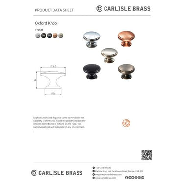 Carlisle Brass Oxford Knob – 32mm – Matt Black