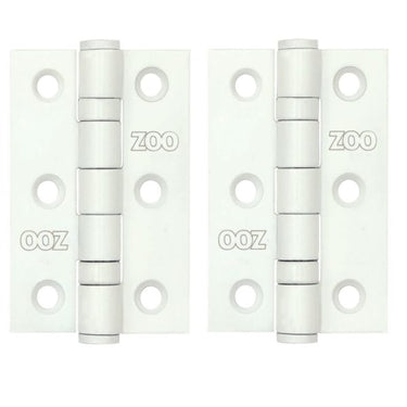 Zoo Hardware ZHSS232-PCW Hinges – Ball Bearing 76mm x 50mm x 2mm Square Corner – Powder Coated White