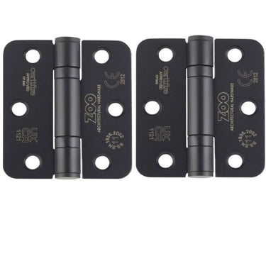 Zoo Hardware ZHSS7667R-MB Grade 11 Hinges – Ball Bearing 76mm x 67mm x 2.5mm Radius Corner – Matt Black