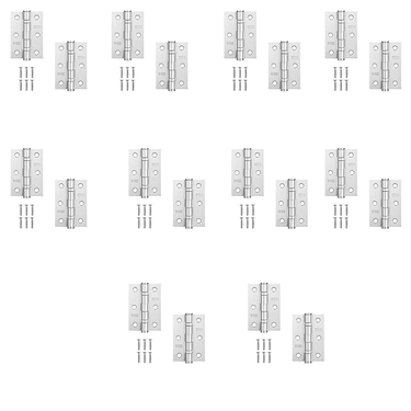 Ball Bearing Door Hinges 3″ Satin Chrome Finish - Pack of 10